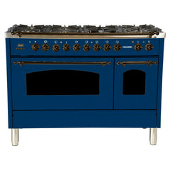 Hallman 48 in. Double Oven Duel Fuel Italian Range, Bronze Trim HDFR48BZ - The Home Selection