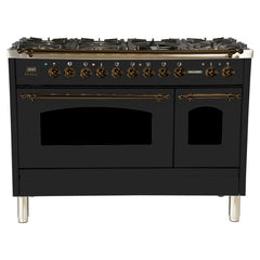 Hallman 48 in. Double Oven Duel Fuel Italian Range, Bronze Trim HDFR48BZ - The Home Selection