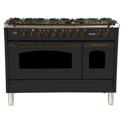 Hallman 48 in. Double Oven Duel Fuel Italian Range, Bronze Trim HDFR48BZ - The Home Selection