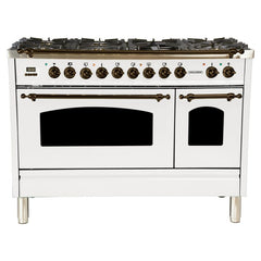 Hallman 48 in. Double Oven Duel Fuel Italian Range, Bronze Trim HDFR48BZ - The Home Selection
