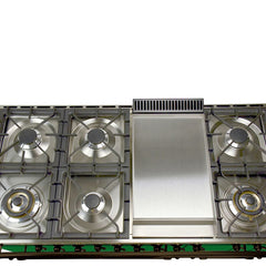 Hallman 48 in. Double Oven Duel Fuel Italian Range, Bronze Trim HDFR48BZ - The Home Selection