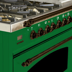 Hallman 48 in. Double Oven Duel Fuel Italian Range, Bronze Trim HDFR48BZ - The Home Selection