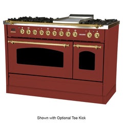 Hallman 48 in. Double Oven Duel Fuel Italian Range, LP Gas, Brass Trim HDFR48BSLP - The Home Selection