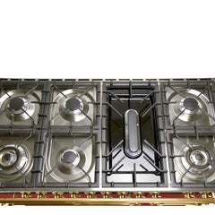Hallman 48 in. Double Oven Duel Fuel Italian Range, LP Gas, Brass Trim HDFR48BSLP - The Home Selection