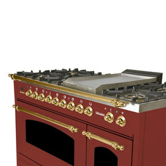 Hallman 48 in. Double Oven Duel Fuel Italian Range, LP Gas, Brass Trim HDFR48BSLP - The Home Selection