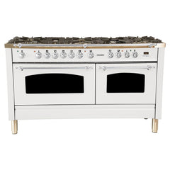 Hallman 60 in. Double Oven Duel Fuel Italian Range, Chrome Trim HDFR60CM - The Home Selection