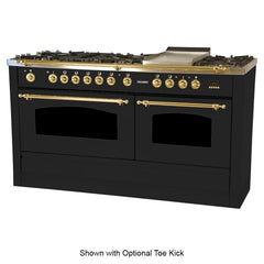 Hallman 60 in. Double Oven Duel Fuel Italian Range, LP Gas, Brass Trim - HDFR60BSLP - The Home Selection