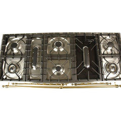 Hallman 60 in. Double Oven Duel Fuel Italian Range, LP Gas, Brass Trim - HDFR60BSLP - The Home Selection