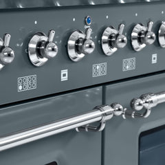 Hallman Classico Series 48" Dual Fuel Freestanding Range in Blue Grey with Chrome Trim - HCLRDF48CMGR - The Home Selection