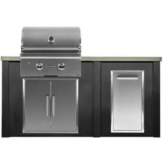 Haven Outdoor 5.5 Ft Kitchen Island with 28 Inch Grill Cutouts, Double Access Doors, and Trash Center (Island Only - Appliances & Accessories Sold Separately) - HCOY66TRASH - The Home Selection