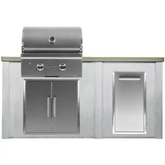 Haven Outdoor 5.5 Ft Kitchen Island with 28 Inch Grill Cutouts, Double Access Doors, and Trash Center (Island Only - Appliances & Accessories Sold Separately) - HCOY66TRASH - The Home Selection