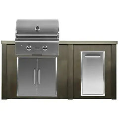 Haven Outdoor 5.5 Ft Kitchen Island with 28 Inch Grill Cutouts, Double Access Doors, and Trash Center (Island Only - Appliances & Accessories Sold Separately) - HCOY66TRASH - The Home Selection