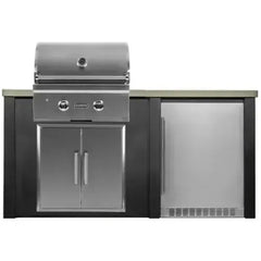 Haven Outdoor 5.5 Ft Kitchen Island with 28 Inch Grill Cutouts, Double Access Doors, Trash Center, and 24 Inch Refrigerator (Island Only - Appliances & Accessories Not Included) - HCOY66REF - The Home Selection