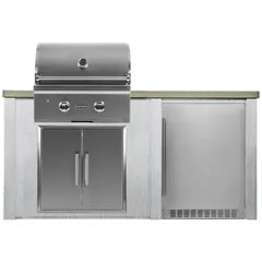 Haven Outdoor 5.5 Ft Kitchen Island with 28 Inch Grill Cutouts, Double Access Doors, Trash Center, and 24 Inch Refrigerator (Island Only - Appliances & Accessories Not Included) - HCOY66REF - The Home Selection