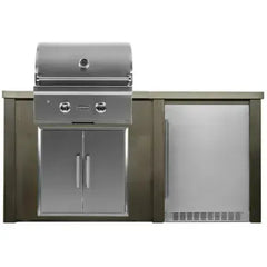 Haven Outdoor 5.5 Ft Kitchen Island with 28 Inch Grill Cutouts, Double Access Doors, Trash Center, and 24 Inch Refrigerator (Island Only - Appliances & Accessories Not Included) - HCOY66REF - The Home Selection