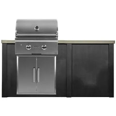 Haven Outdoor 5.5 Ft Kitchen Island with Cutouts for 28 Inch Grill, Double Access Doors, Trash Center, and Plain Panel (Island Only - Appliances & Accessories Not Included) - HCOY66PAN - The Home Selection