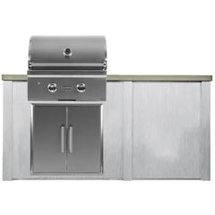 Haven Outdoor 5.5 Ft Kitchen Island with Cutouts for 28 Inch Grill, Double Access Doors, Trash Center, and Plain Panel (Island Only - Appliances & Accessories Not Included) - HCOY66PAN - The Home Selection