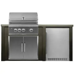 Haven Outdoor 6 Ft Kitchen Island with 30 Inch Grill Cutouts, Double Access Doors, and 24 Inch Refrigerator (Island Only - Appliances & Accessories Not Included) - HCOY72REF - The Home Selection
