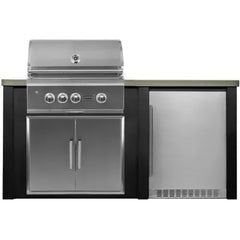 Haven Outdoor 6 Ft Kitchen Island with 30 Inch Grill Cutouts, Double Access Doors, and 24 Inch Refrigerator (Island Only - Appliances & Accessories Not Included) - HCOY72REF - The Home Selection