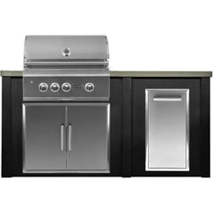 Haven Outdoor 6 Ft Kitchen Island with 30 Inch Grill Cutouts, Double Access Doors, and Trash Center (Island Only - Appliances & Accessories Not Included) - HCOY72TRASH - The Home Selection