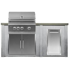 Haven Outdoor 6 Ft Kitchen Island with 30 Inch Grill Cutouts, Double Access Doors, and Trash Center (Island Only - Appliances & Accessories Not Included) - HCOY72TRASH - The Home Selection