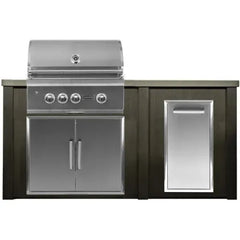 Haven Outdoor 6 Ft Kitchen Island with 30 Inch Grill Cutouts, Double Access Doors, and Trash Center (Island Only - Appliances & Accessories Not Included) - HCOY72TRASH - The Home Selection