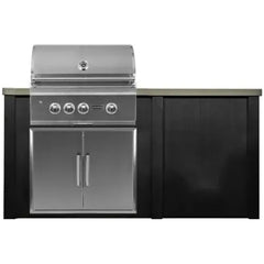 Haven Outdoor 6 Ft Kitchen Island with 30 Inch Grill Cutouts, Double Access Doors, Trash Center, and Plain Panel (Island Only - Appliances & Accessories Not Included) - HCOY72PAN - The Home Selection