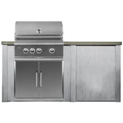 Haven Outdoor 6 Ft Kitchen Island with 30 Inch Grill Cutouts, Double Access Doors, Trash Center, and Plain Panel (Island Only - Appliances & Accessories Not Included) - HCOY72PAN - The Home Selection