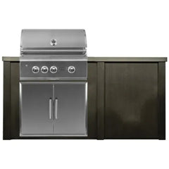 Haven Outdoor 6 Ft Kitchen Island with 30 Inch Grill Cutouts, Double Access Doors, Trash Center, and Plain Panel (Island Only - Appliances & Accessories Not Included) - HCOY72PAN - The Home Selection