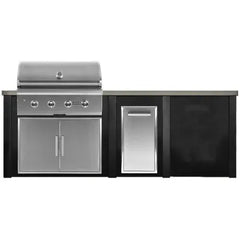 Haven Outdoor 8 Ft Kitchen Island with 36 Inch Grill Cutouts, Double Access Doors, Trash Center, and Plain Panel (Island Only - Appliances & Accessories Not Included) - HCOY96PAN - The Home Selection