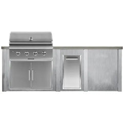 Haven Outdoor 8 Ft Kitchen Island with 36 Inch Grill Cutouts, Double Access Doors, Trash Center, and Plain Panel (Island Only - Appliances & Accessories Not Included) - HCOY96PAN - The Home Selection