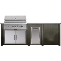 Haven Outdoor 8 Ft Kitchen Island with 36 Inch Grill Cutouts, Double Access Doors, Trash Center, and Plain Panel (Island Only - Appliances & Accessories Not Included) - HCOY96PAN - The Home Selection