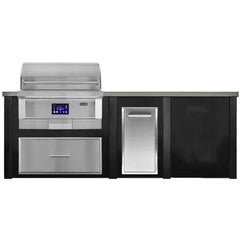 Haven Outdoor 8 Ft Outdoor Kitchen Island with Cutouts for a 36-Inch Pellet Grill, Double Access Doors, Trash Center, and Plain Panel (Island Only - Appliances & Accessories Sold Separately) - HCOY96PPAN - The Home Selection