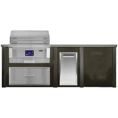 Haven Outdoor 8 Ft Outdoor Kitchen Island with Cutouts for a 36-Inch Pellet Grill, Double Access Doors, Trash Center, and Plain Panel (Island Only - Appliances & Accessories Sold Separately) - HCOY96PPAN - The Home Selection