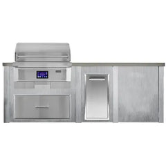 Haven Outdoor 8 Ft Outdoor Kitchen Island with Cutouts for a 36-Inch Pellet Grill, Double Access Doors, Trash Center, and Plain Panel (Island Only - Appliances & Accessories Sold Separately) - HCOY96PPAN - The Home Selection