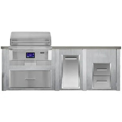 Haven Outdoor 8 Ft Outdoor Kitchen Island with Cutouts for a 36-Inch Pellet Grill, Double Access Doors, Trash Center, and Two-Drawer Cabinet (Island Only - Appliances & Accessories Not Included) - HCOY96PDRAW - The Home Selection