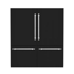 Hallman 72" Built-in, Refrigerator with Interior Filtered Water Dispenser, Bottom Mount Freezer, with Automatic Ice Maker, Classico Chrome Trim in Glossy Black colored Panel(s) HCBIBM72CMGB