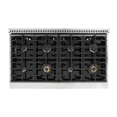 Hallman  Classico Series 48" Dual Fuel Freestanding Range in White with Brass Trim