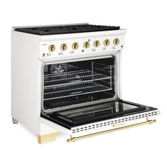 Hallman  Classico Series 36" Dual Fuel Freestanding Range with Brass Trim - HCLRDF36BS