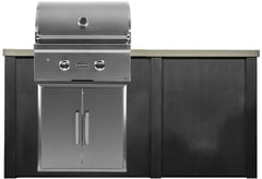 Haven Outdoor 5.5 Ft Kitchen Island with Cutouts for 28 Inch Grill, Double Access Doors, Trash Center, and Plain Panel (Island Only - Appliances & Accessories Not Included) - HCOY66PAN