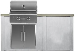 Haven Outdoor 5.5 Ft Kitchen Island with Cutouts for 28 Inch Grill, Double Access Doors, Trash Center, and Plain Panel (Island Only - Appliances & Accessories Not Included) - HCOY66PAN