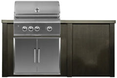 Haven Outdoor 6 Ft Kitchen Island with 30 Inch Grill Cutouts, Double Access Doors, Trash Center, and Plain Panel (Island Only - Appliances & Accessories Not Included) - HCOY72PAN