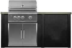 Haven Outdoor 6 Ft Kitchen Island with 30 Inch Grill Cutouts, Double Access Doors, Trash Center, and Plain Panel (Island Only - Appliances & Accessories Not Included) - HCOY72PAN