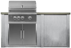 Haven Outdoor 6 Ft Kitchen Island with 30 Inch Grill Cutouts, Double Access Doors, Trash Center, and Plain Panel (Island Only - Appliances & Accessories Not Included) - HCOY72PAN