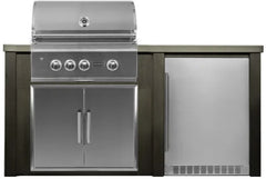 Haven Outdoor 6 Ft Kitchen Island with 30 Inch Grill Cutouts, Double Access Doors, and 24 Inch Refrigerator (Island Only - Appliances & Accessories Not Included) - HCOY72REF