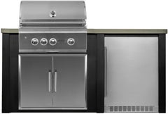 Haven Outdoor 6 Ft Kitchen Island with 30 Inch Grill Cutouts, Double Access Doors, and 24 Inch Refrigerator (Island Only - Appliances & Accessories Not Included) - HCOY72REF