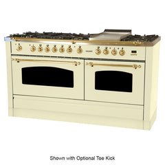 Hallman 60 in. Double Oven Duel Fuel Italian Range, LP Gas, Brass Trim - HDFR60BSLP