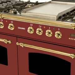 Hallman 60 in. Double Oven Duel Fuel Italian Range, LP Gas, Brass Trim - HDFR60BSLP