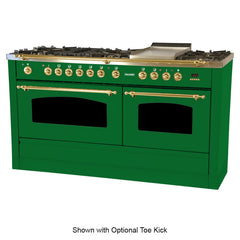 Hallman 60 in. Double Oven Duel Fuel Italian Range, LP Gas, Brass Trim - HDFR60BSLP