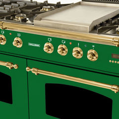 Hallman 60 in. Double Oven Duel Fuel Italian Range, LP Gas, Brass Trim - HDFR60BSLP